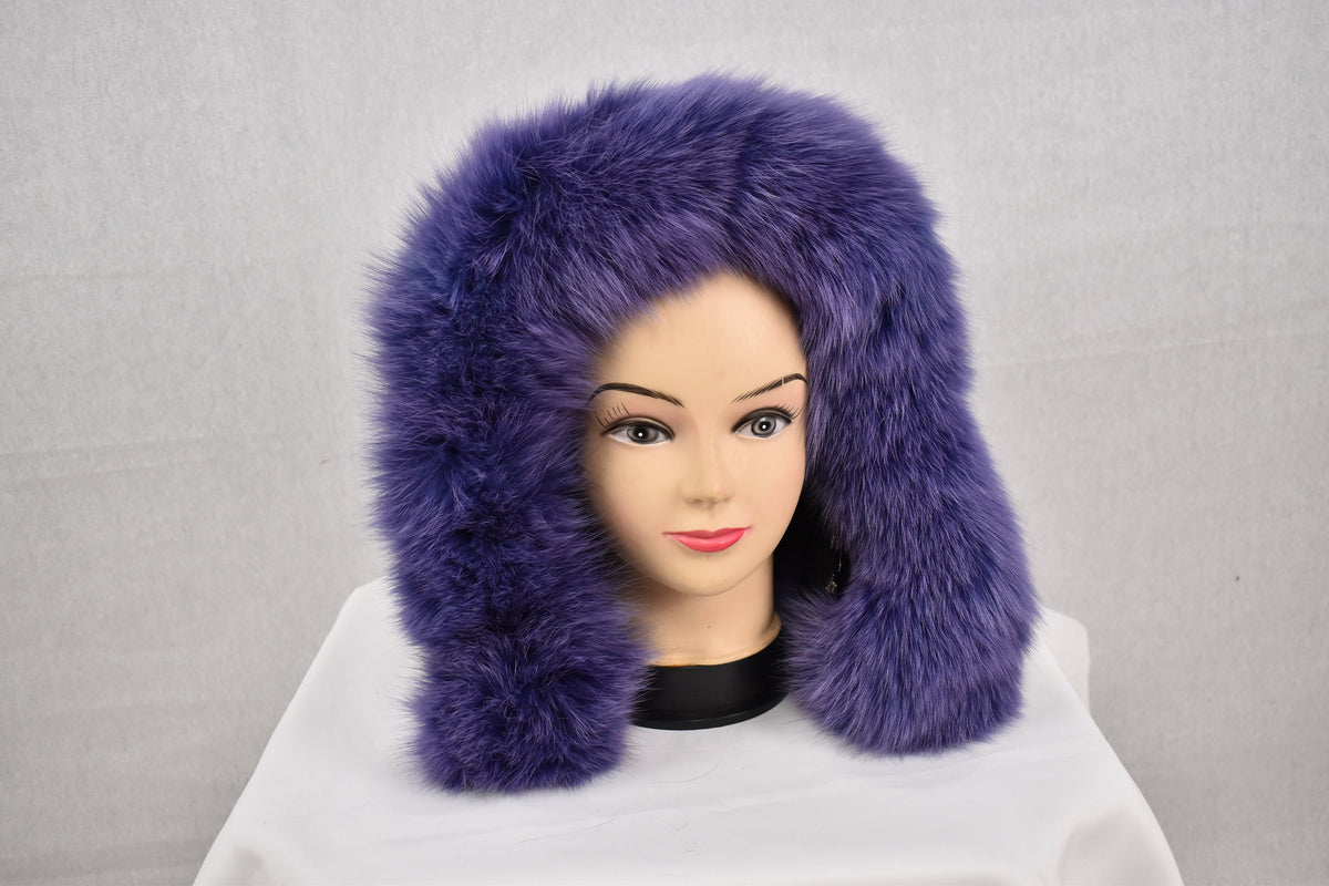 Fur Stipe  For Hood | Detachable Fur Trim For Hood | Fox Fur Collar |  Fur Scarf | Fur For Parka |Royal Purple Fur Stripe