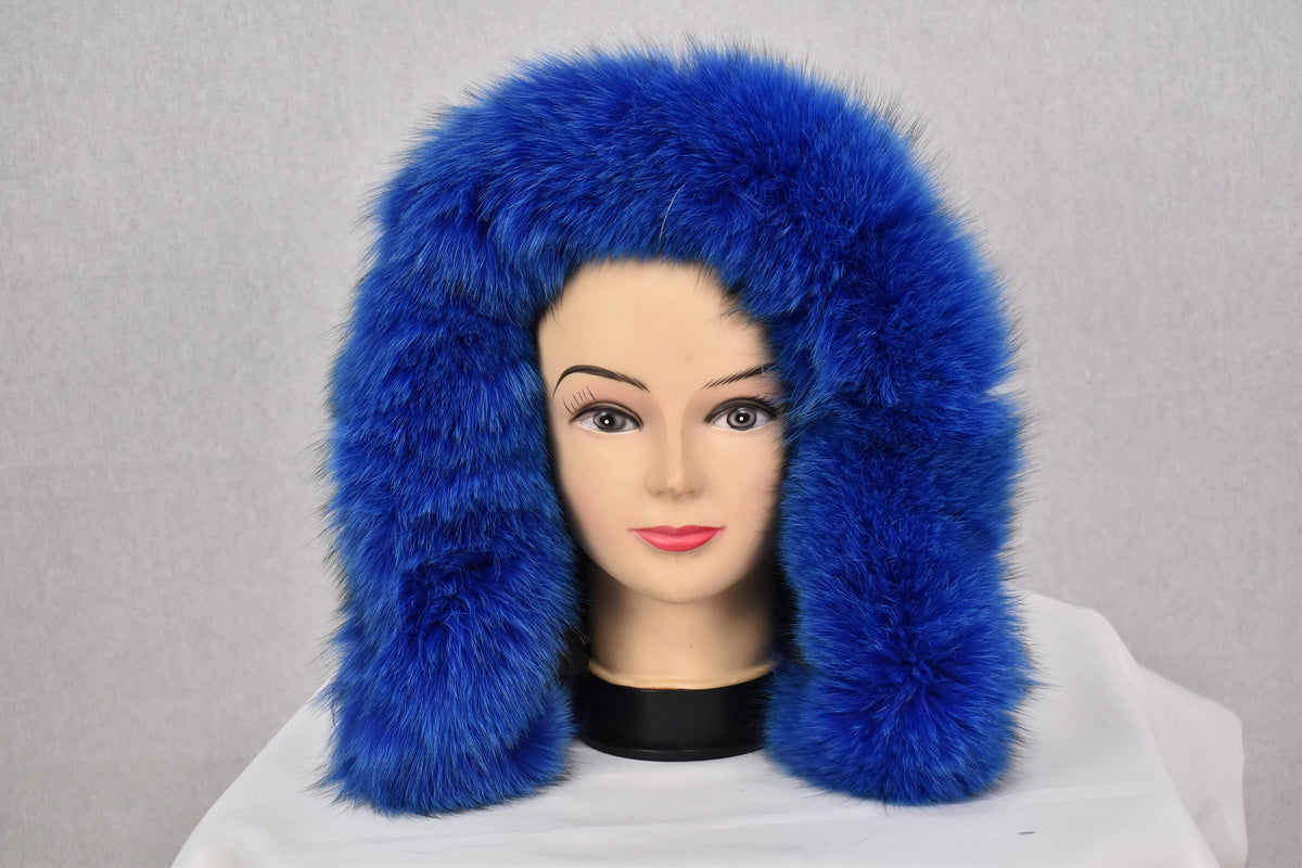 Detachable Fox  Fur Trim  For Parka | Fur Trim For hood | Royal blue Fur For Hood |  Fur collar  | Hood Trim detachable | DIY Hood Fur Trim