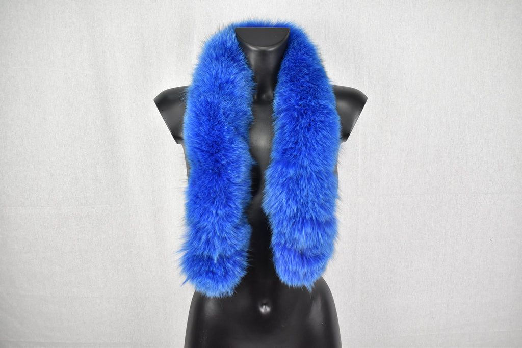 Detachable Fox  Fur Trim  For Parka | Fur Trim For hood | Royal blue Fur For Hood |  Fur collar  | Hood Trim detachable | DIY Hood Fur Trim