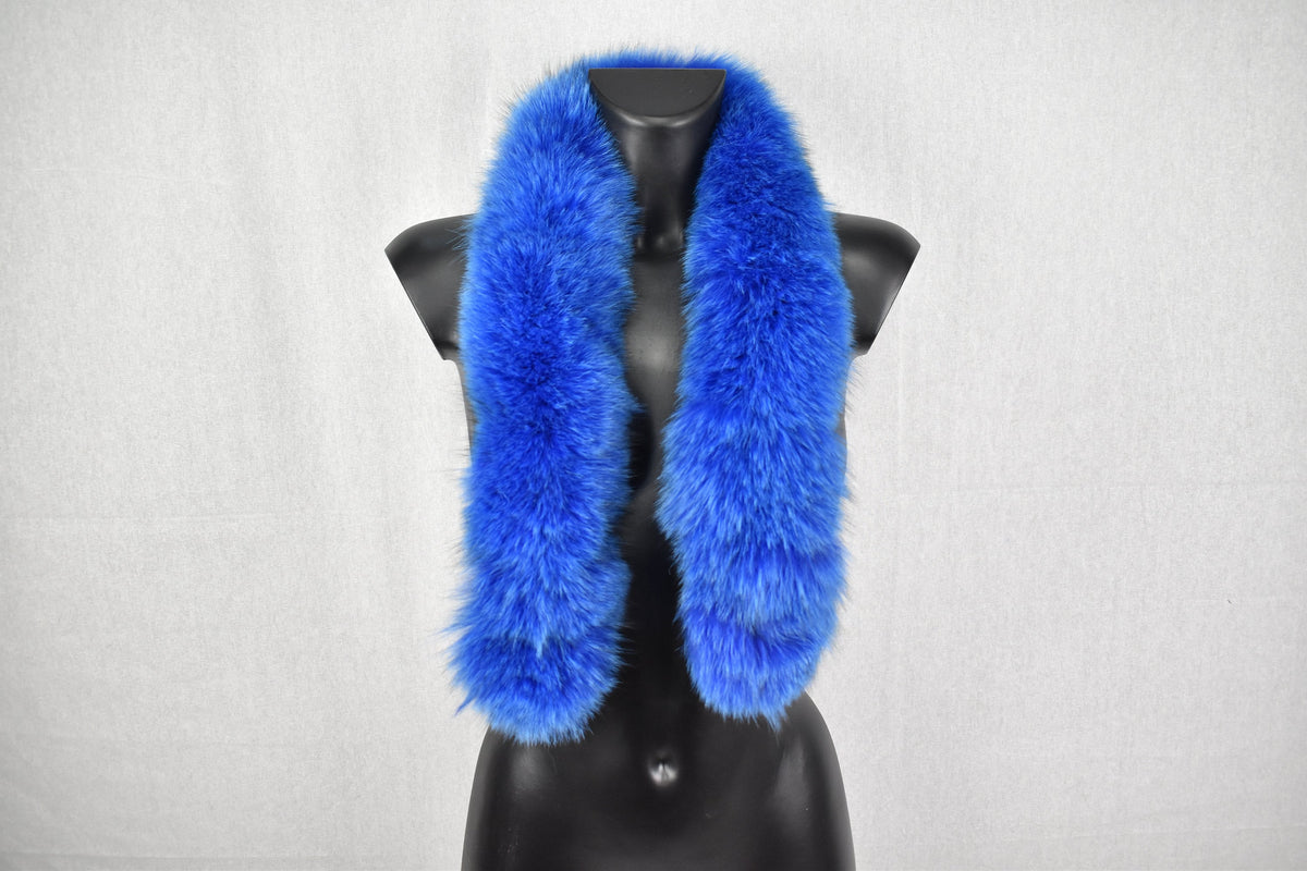 Detachable Fox  Fur Trim  For Parka | Fur Trim For hood | Royal blue Fur For Hood |  Fur collar  | Hood Trim detachable | DIY Hood Fur Trim