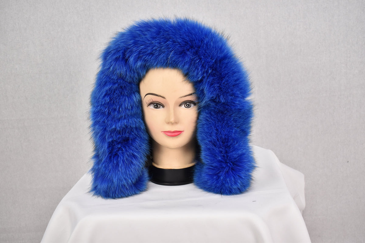 Detachable Fox  Fur Trim  For Parka | Fur Trim For hood | Royal blue Fur For Hood |  Fur collar  | Hood Trim detachable | DIY Hood Fur Trim