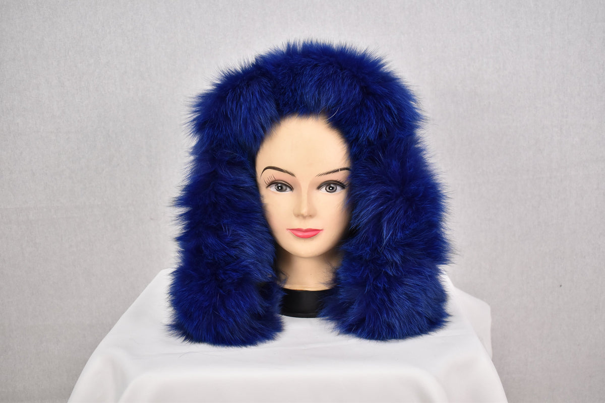 Fur Stipe  For Hood | Detachable Fur Trim For Hood | Fox Fur Collar |  Fur Scarf | Fur For Parka | Navy Blue Fur Stripe
