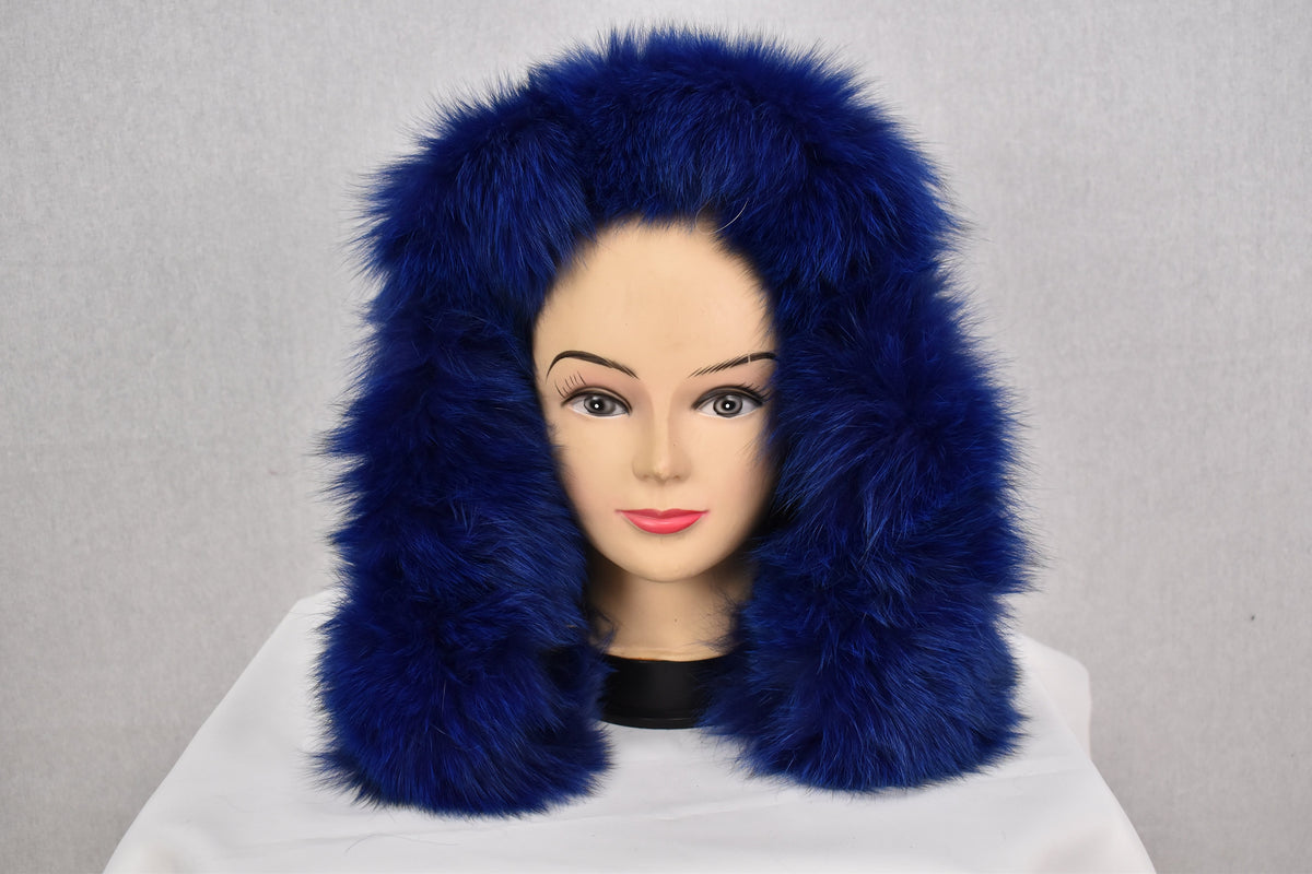 Fur Stipe  For Hood | Detachable Fur Trim For Hood | Fox Fur Collar |  Fur Scarf | Fur For Parka | Navy Blue Fur Stripe