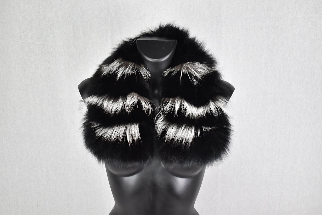 Natural Black Fox Fur collar , Winter Fur Collar Coat , Fur Collar and scarves, Detachable Small Fur Collar,Fur Accessories