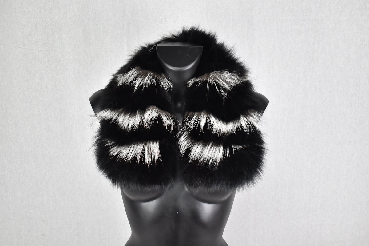 Natural Black Fox Fur collar , Winter Fur Collar Coat , Fur Collar and scarves, Detachable Small Fur Collar,Fur Accessories