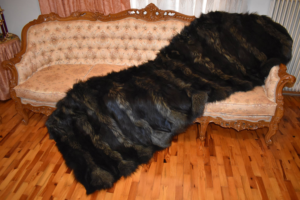 Cozy Fur  Blanket , Fox Fur Throw , Fur Throw bedspread