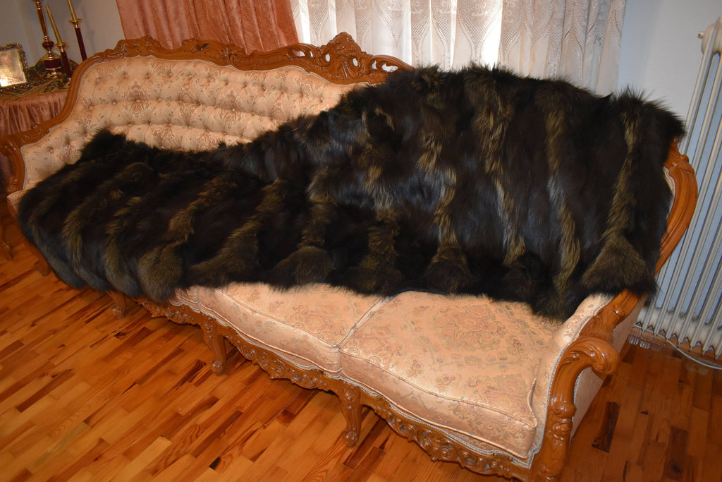 Cozy Fur  Blanket , Fox Fur Throw , Fur Throw bedspread
