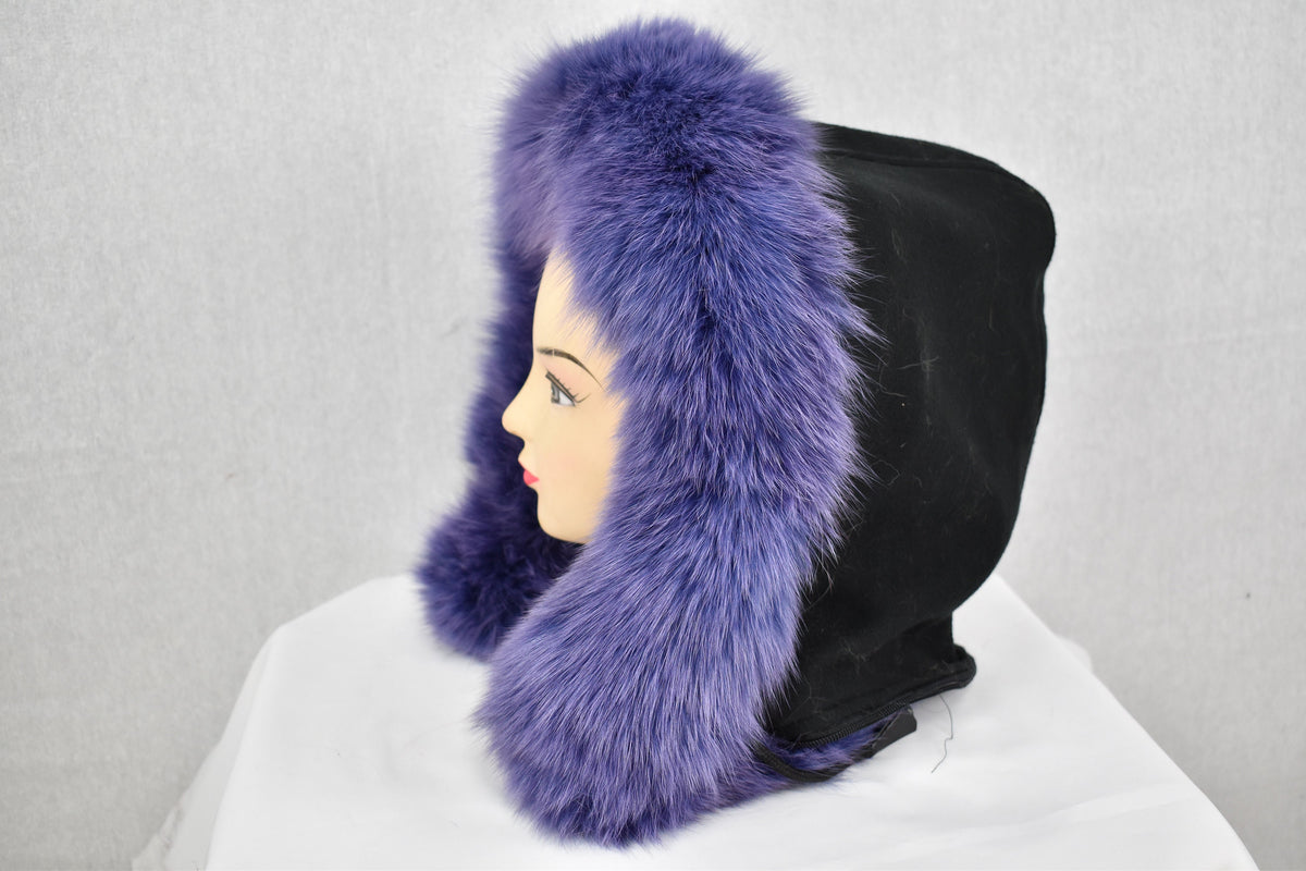 Fur Stipe  For Hood | Detachable Fur Trim For Hood | Fox Fur Collar |  Fur Scarf | Fur For Parka |Royal Purple Fur Stripe