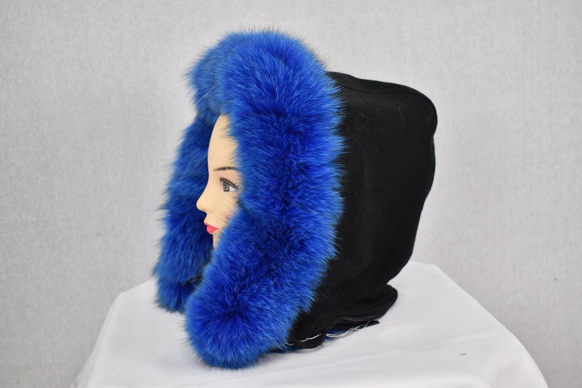 Detachable Fox  Fur Trim  For Parka | Fur Trim For hood | Royal blue Fur For Hood |  Fur collar  | Hood Trim detachable | DIY Hood Fur Trim