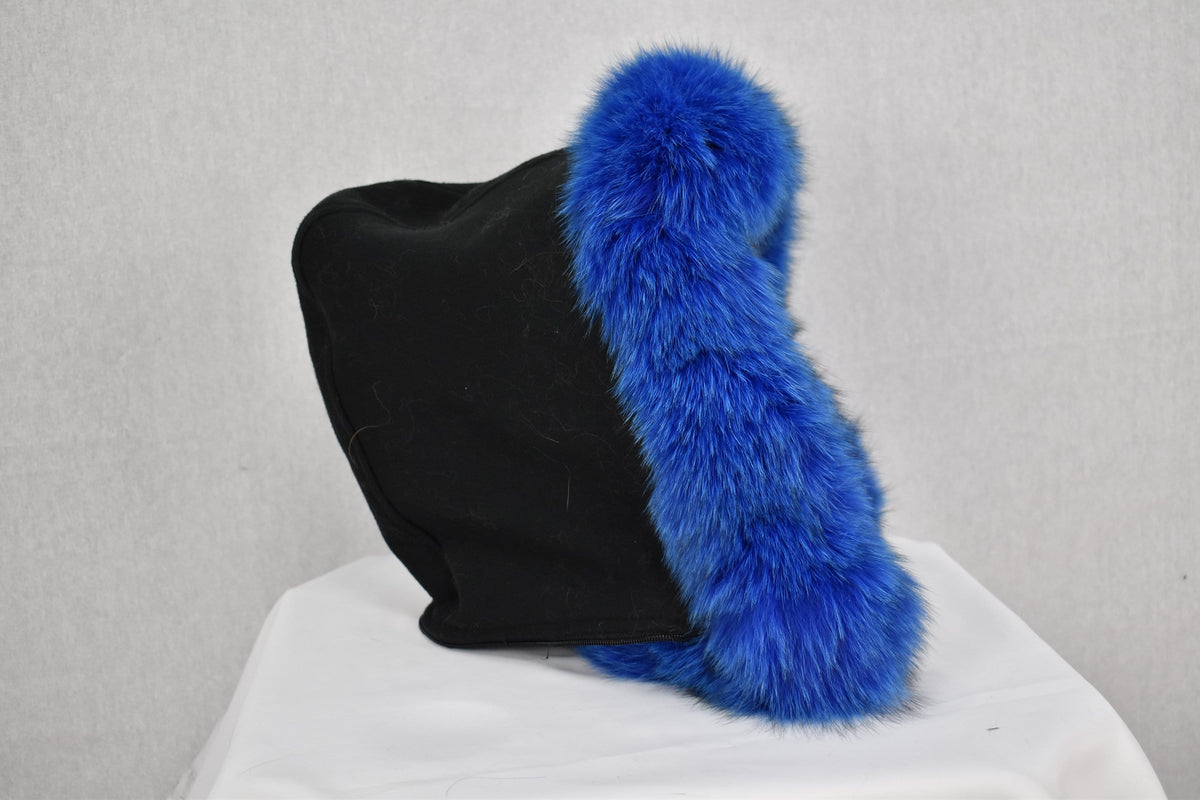 Detachable Fox  Fur Trim  For Parka | Fur Trim For hood | Royal blue Fur For Hood |  Fur collar  | Hood Trim detachable | DIY Hood Fur Trim