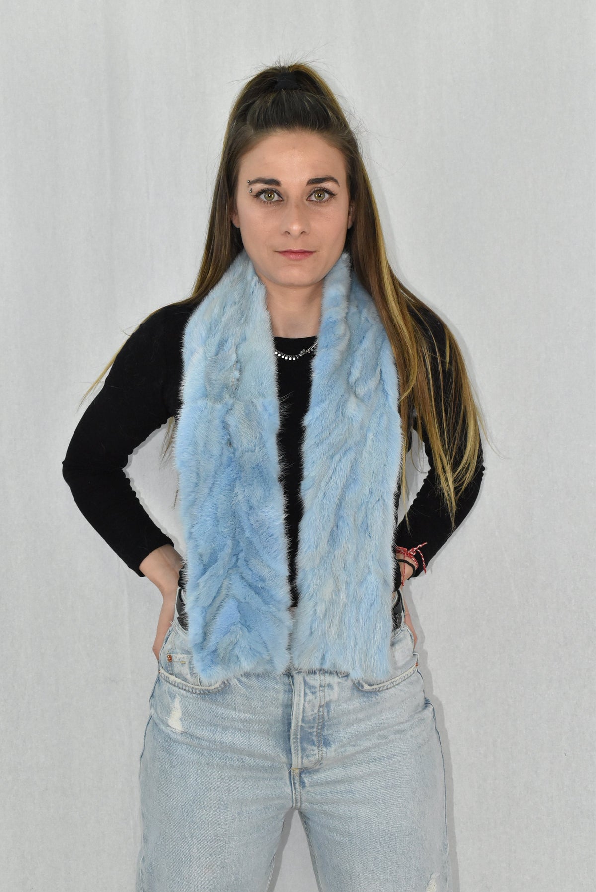 Mink Fur Scarf | Women Scarf Made of Mink | Blue Sea Fur Scarf | Winter scarf | Large Fur Scarf | Gift For Her | Mink Fur Neck  Wrap
