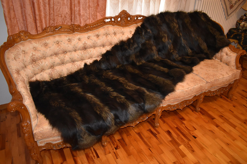 Cozy Fur  Blanket , Fox Fur Throw , Fur Throw bedspread
