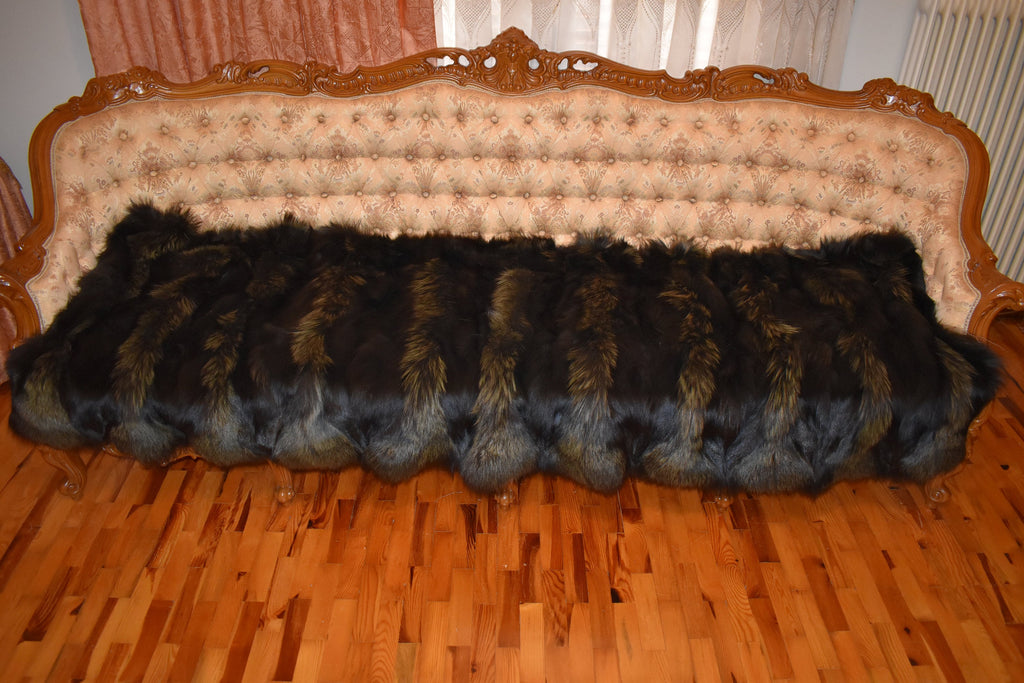 Cozy Fur  Blanket , Fox Fur Throw , Fur Throw bedspread
