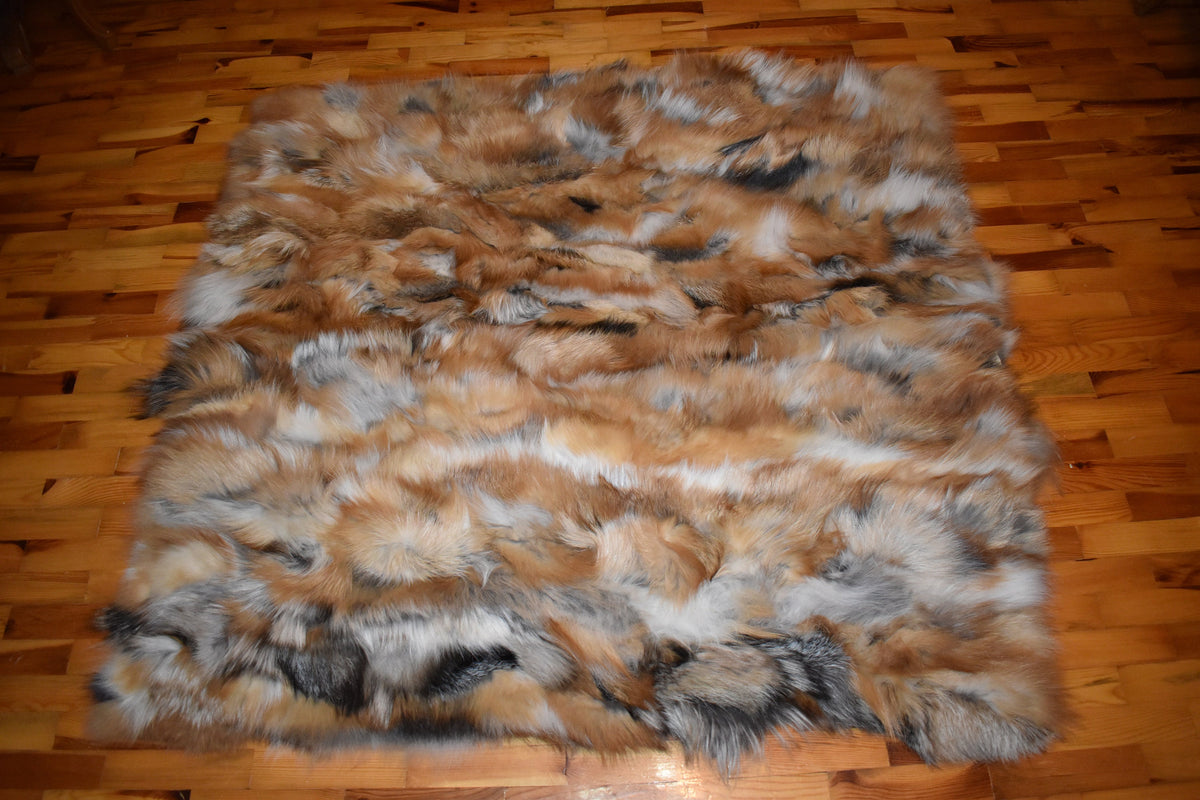 Fur  Blanket , Fox Fur Throw , Fur Throw bedspread ,Fur Fox blanket throw , 100% HANDMADE , Home Decor
