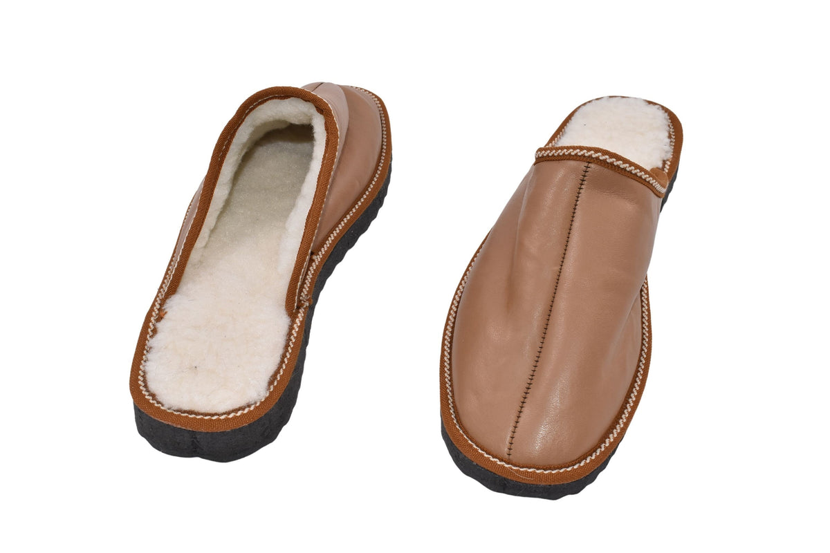 Genuine Sheepskin Slippers For Men | sheariling Fur Slippers | Winter slippers | Fur slides | Leather Slippers