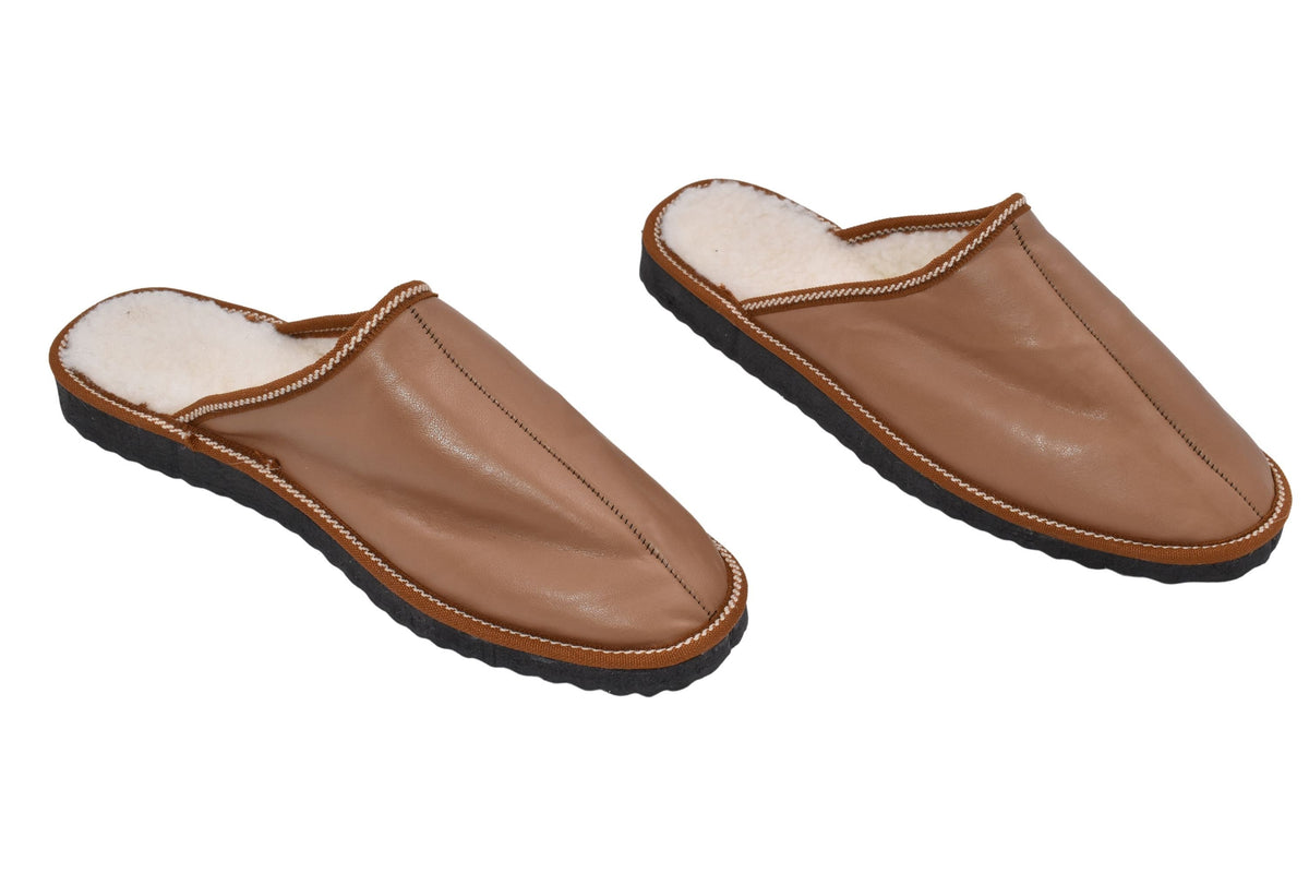 Genuine Sheepskin Slippers For Men | sheariling Fur Slippers | Winter slippers | Fur slides | Leather Slippers