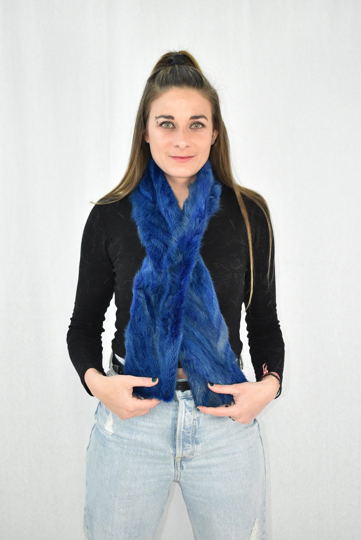 Mink Fur Scarf | Warm Fur Scarf | Blue Fur Scarf | Winter scarf | Large Fur Scarf | Gift For Her | Mink Fur Neck  Wrap