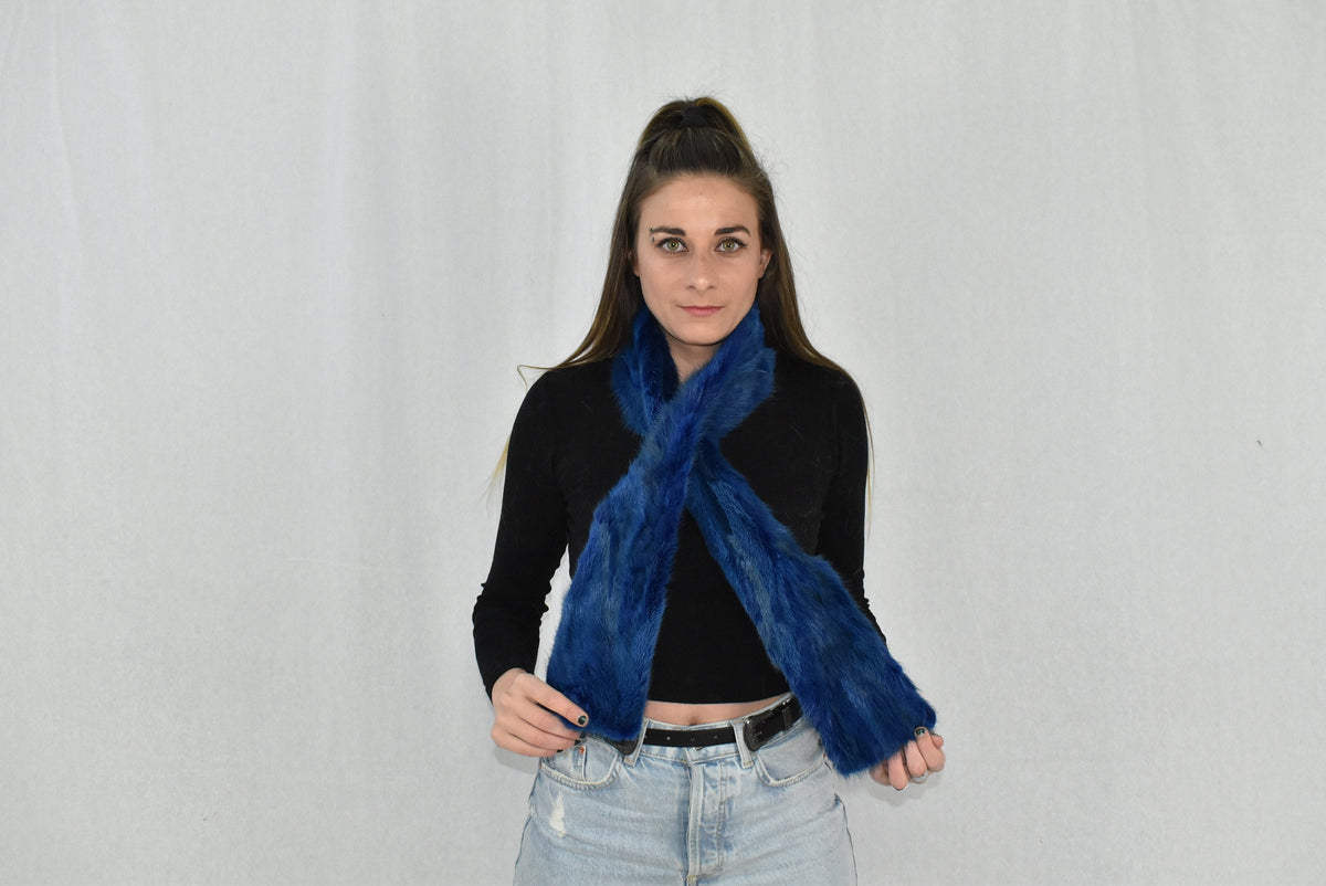 Mink Fur Scarf | Warm Fur Scarf | Blue Fur Scarf | Winter scarf | Large Fur Scarf | Gift For Her | Mink Fur Neck  Wrap