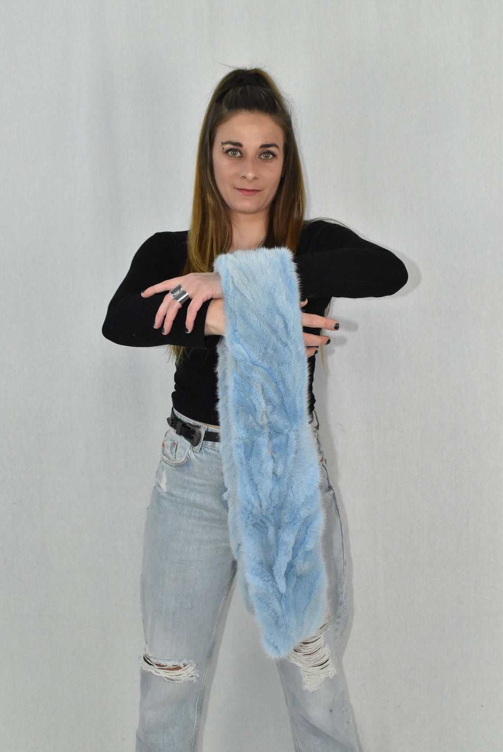 Mink Fur Scarf | Women Scarf Made of Mink | Blue Sea Fur Scarf | Winter scarf | Large Fur Scarf | Gift For Her | Mink Fur Neck  Wrap