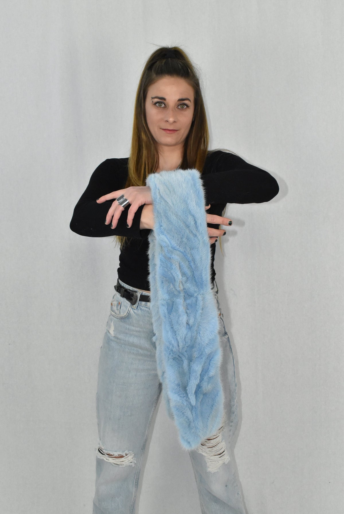 Mink Fur Scarf | Women Scarf Made of Mink | Blue Sea Fur Scarf | Winter scarf | Large Fur Scarf | Gift For Her | Mink Fur Neck  Wrap