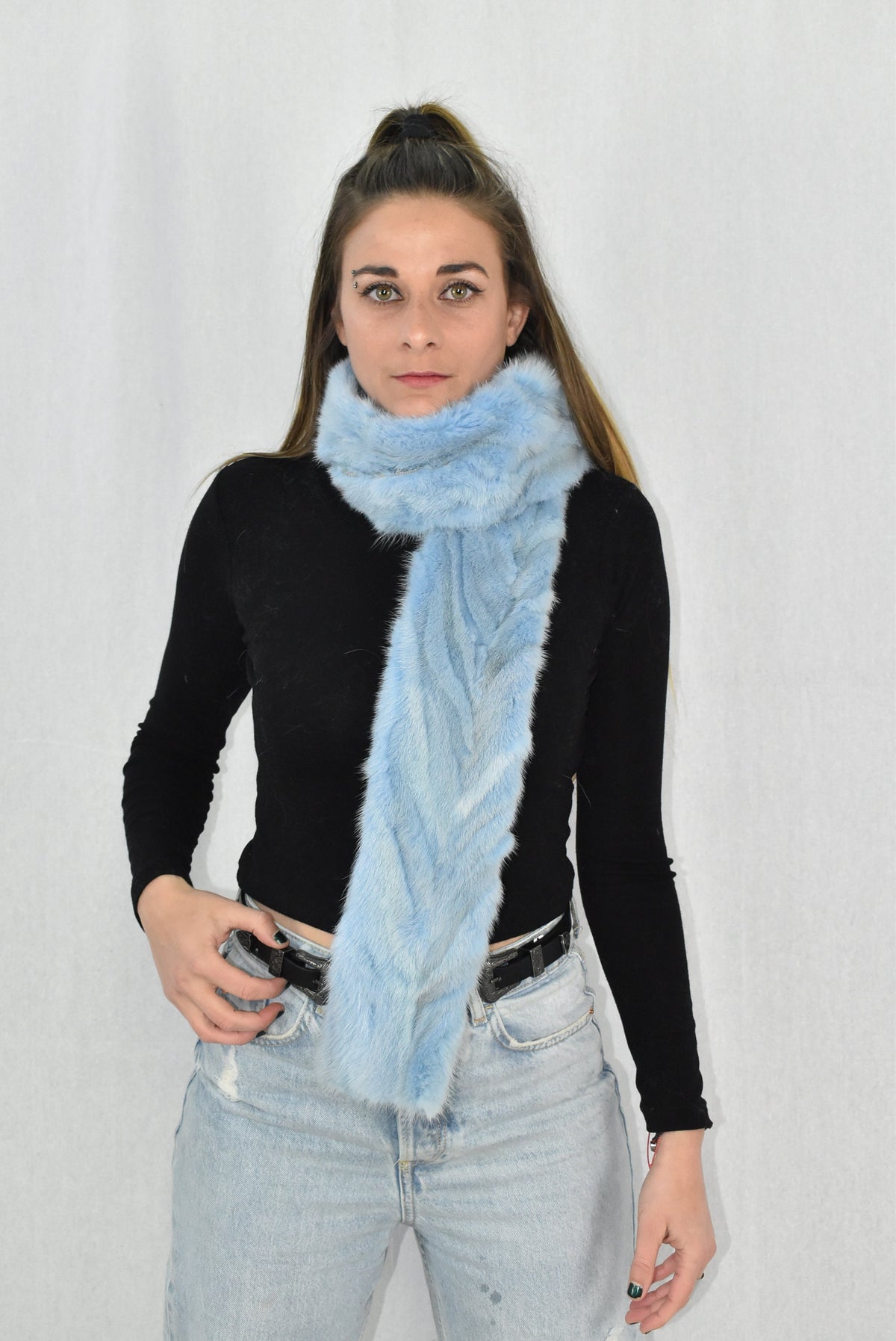Mink Fur Scarf | Women Scarf Made of Mink | Blue Sea Fur Scarf | Winter scarf | Large Fur Scarf | Gift For Her | Mink Fur Neck  Wrap