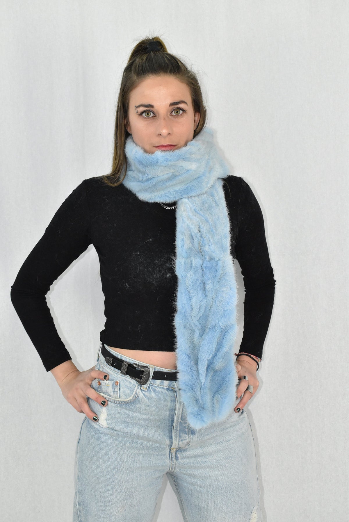 Mink Fur Scarf | Women Scarf Made of Mink | Blue Sea Fur Scarf | Winter scarf | Large Fur Scarf | Gift For Her | Mink Fur Neck  Wrap