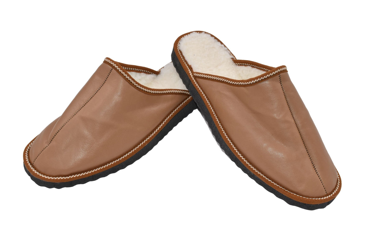 Genuine Sheepskin Slippers For Men | sheariling Fur Slippers | Winter slippers | Fur slides | Leather Slippers