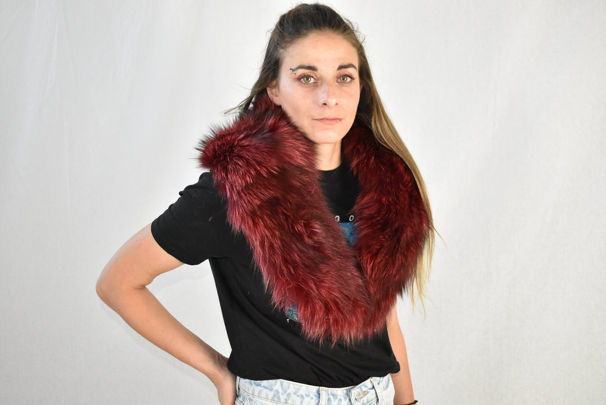 Fur Collar, Red Fox Fur  Collar,  Fur Coat Collar  , Detachable Collar , Luxury Gift For Her , Fur Collar For leather Fackets And Coats