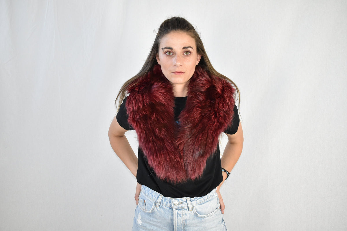 Fur Collar, Red Fox Fur  Collar,  Fur Coat Collar  , Detachable Collar , Luxury Gift For Her , Fur Collar For leather Fackets And Coats