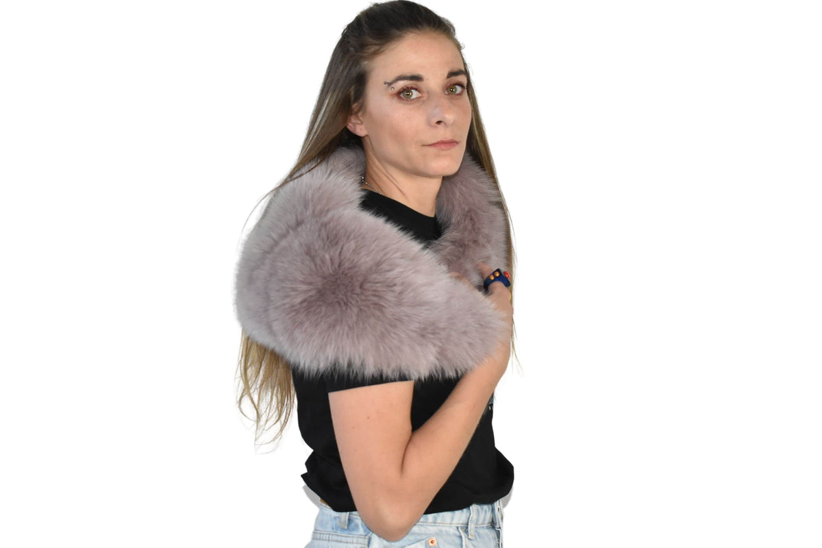 Beautiful Lilac Fox Fur Collar / Detachable Fox Fur Collar / Fur Scarf for Winter Coat / Real Fur Collar