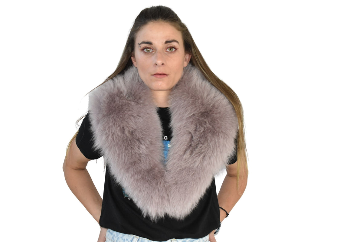 Beautiful Lilac Fox Fur Collar / Detachable Fox Fur Collar / Fur Scarf for Winter Coat / Real Fur Collar