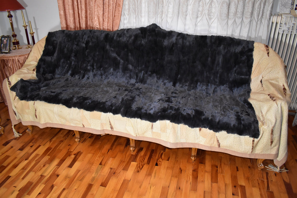 Throw Blanket | Rex rabbit  Fur Blanket | Natural Fur Rex rabbit Blanket | Fur Throw | Fluffy Fur blanken Ideal For Your home decor