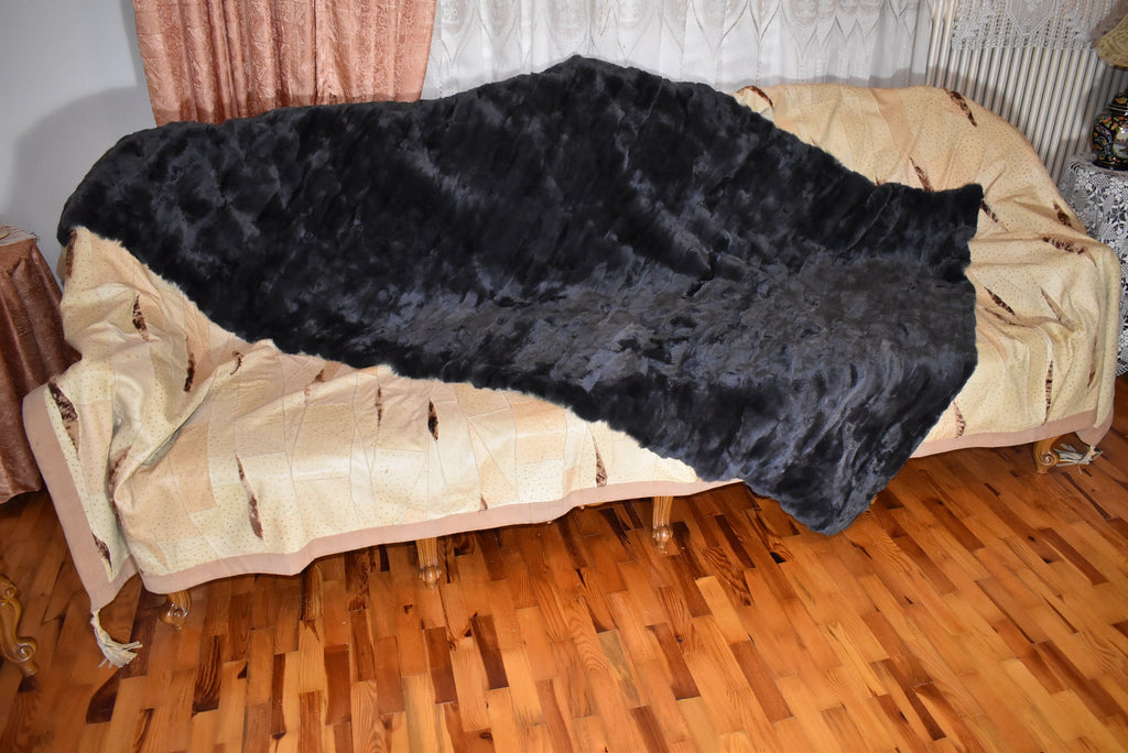 Throw Blanket | Rex rabbit  Fur Blanket | Natural Fur Rex rabbit Blanket | Fur Throw | Fluffy Fur blanken Ideal For Your home decor