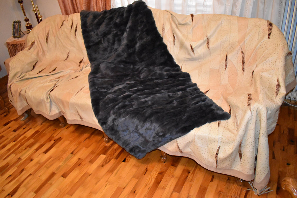 Throw Blanket | Rex rabbit  Fur Blanket | Natural Fur Rex rabbit Blanket | Fur Throw | Fluffy Fur blanken Ideal For Your home decor