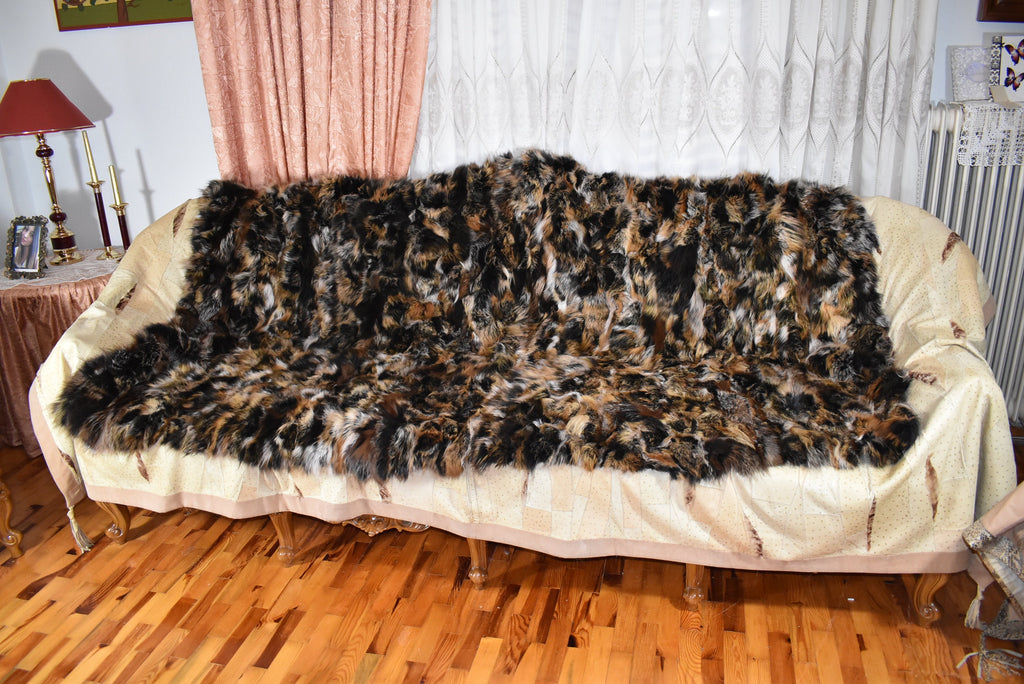 Fox Fur Throw |  Fur Blanket | Natural Fox Fur  Blanket | Fur Throw | Fluffy Fur blanken Ideal For Your home decor