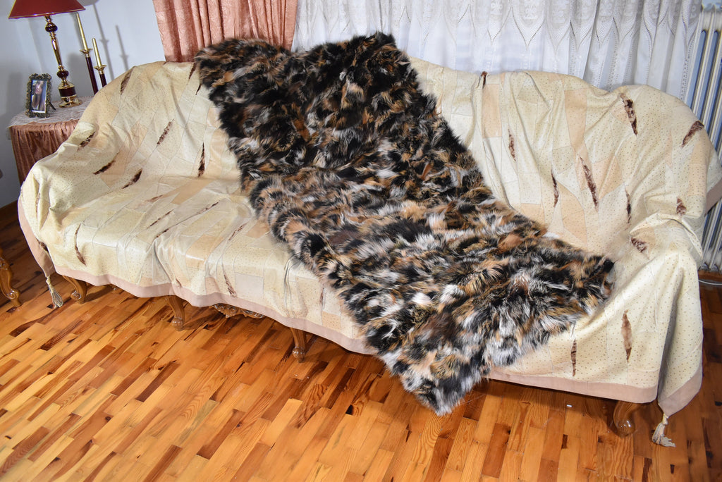 Fox Fur Throw |  Fur Blanket | Natural Fox Fur  Blanket | Fur Throw | Fluffy Fur blanken Ideal For Your home decor