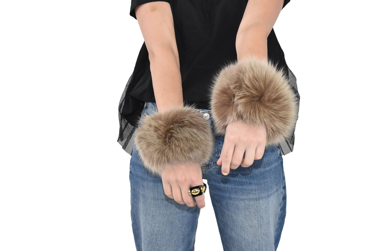 Fox Fur Cuffs,Fur Wrist Band, Beige Fox Fur  Cuff , Winter Coat cuffs,Detachable Fur Cuffs