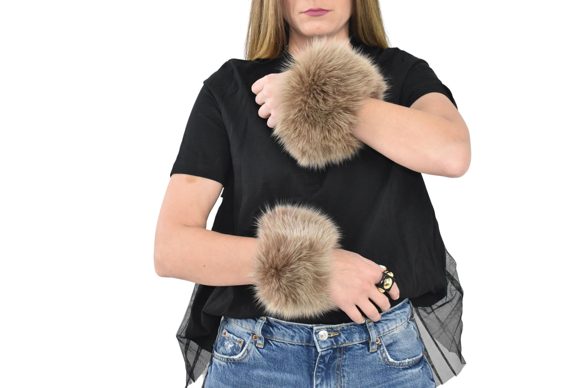 Fox Fur Cuffs,Fur Wrist Band, Beige Fox Fur  Cuff , Winter Coat cuffs,Detachable Fur Cuffs