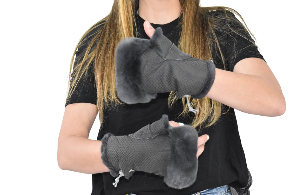 Shearling Gloves , Fingerless gloves , Sheepskin Winter Gloves