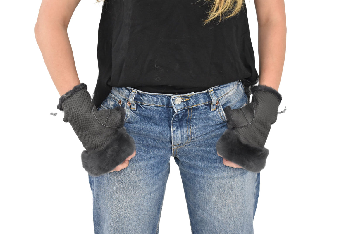 Shearling Gloves , Fingerless gloves , Sheepskin Winter Gloves