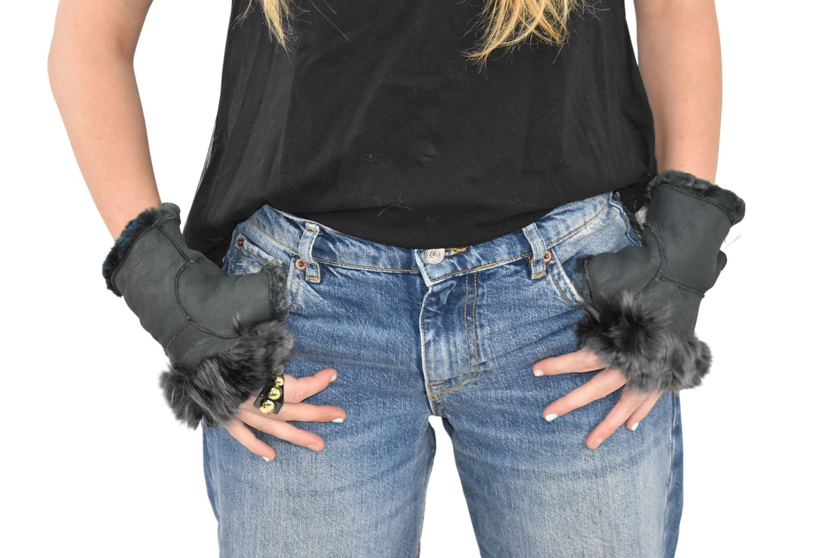 Shearling Fur Gloves | Sheepskin Fingerless Gloves
