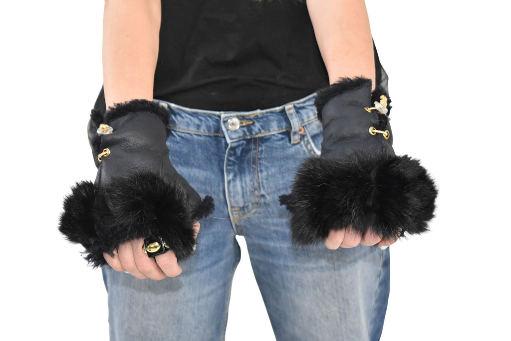 Shearling Fur Gloves | Sheepskin Fingerless Gloves | Fur Gloves | Gift For Her