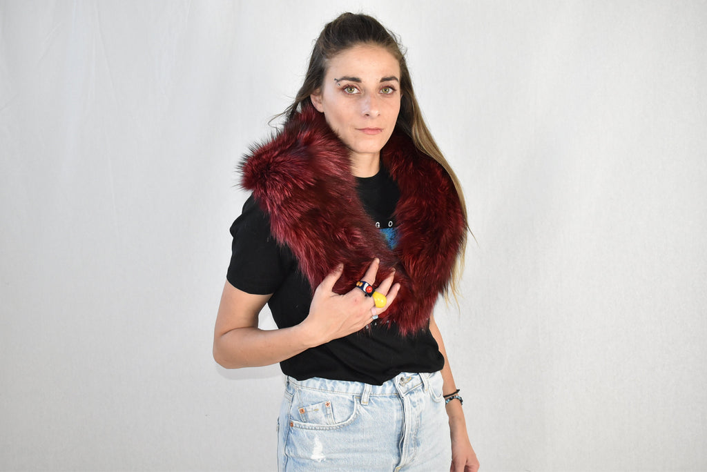 Fur Collar, Red Fox Fur  Collar,  Fur Coat Collar  , Detachable Collar , Luxury Gift For Her , Fur Collar For leather Fackets And Coats