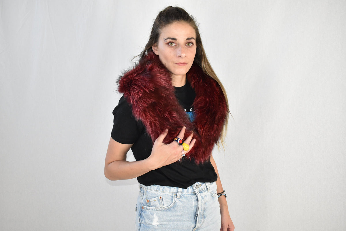 Fur Collar, Red Fox Fur  Collar,  Fur Coat Collar  , Detachable Collar , Luxury Gift For Her , Fur Collar For leather Fackets And Coats