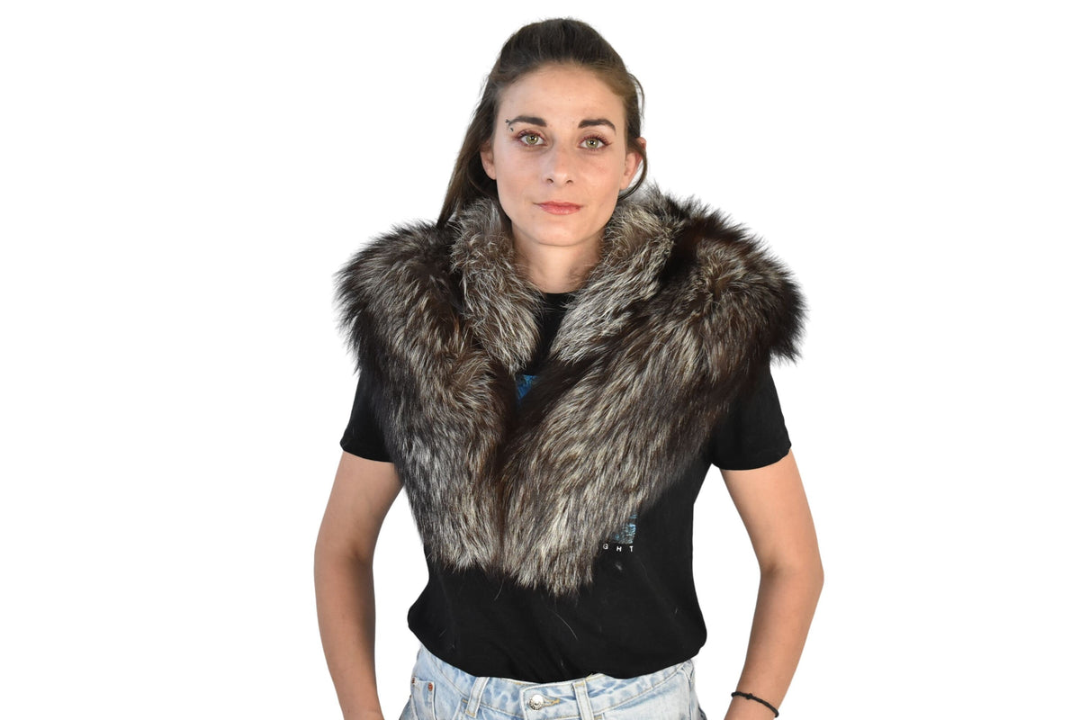 Silver Fox Fur Collar / Fox Collar / Fur Coat Collar /Fur Collar Gift For her