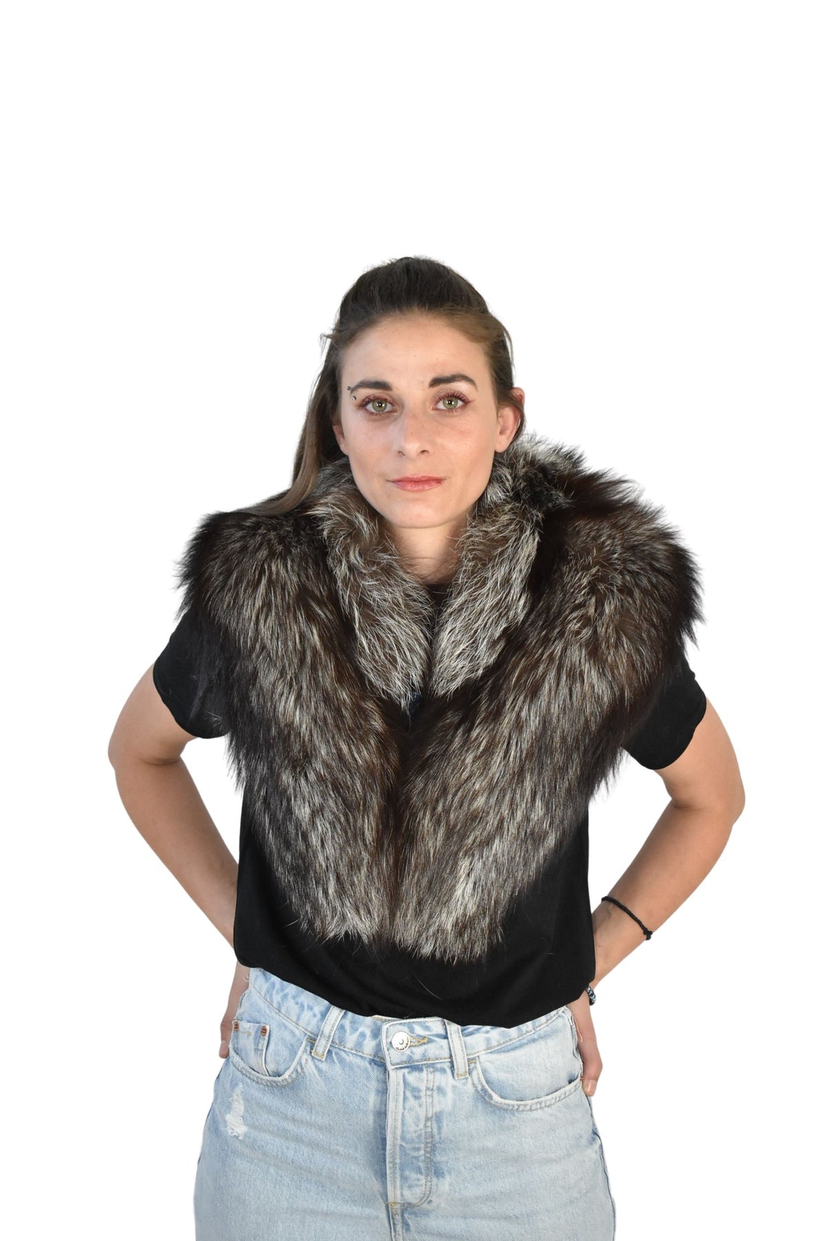 Silver Fox Fur Collar / Fox Collar / Fur Coat Collar /Fur Collar Gift For her