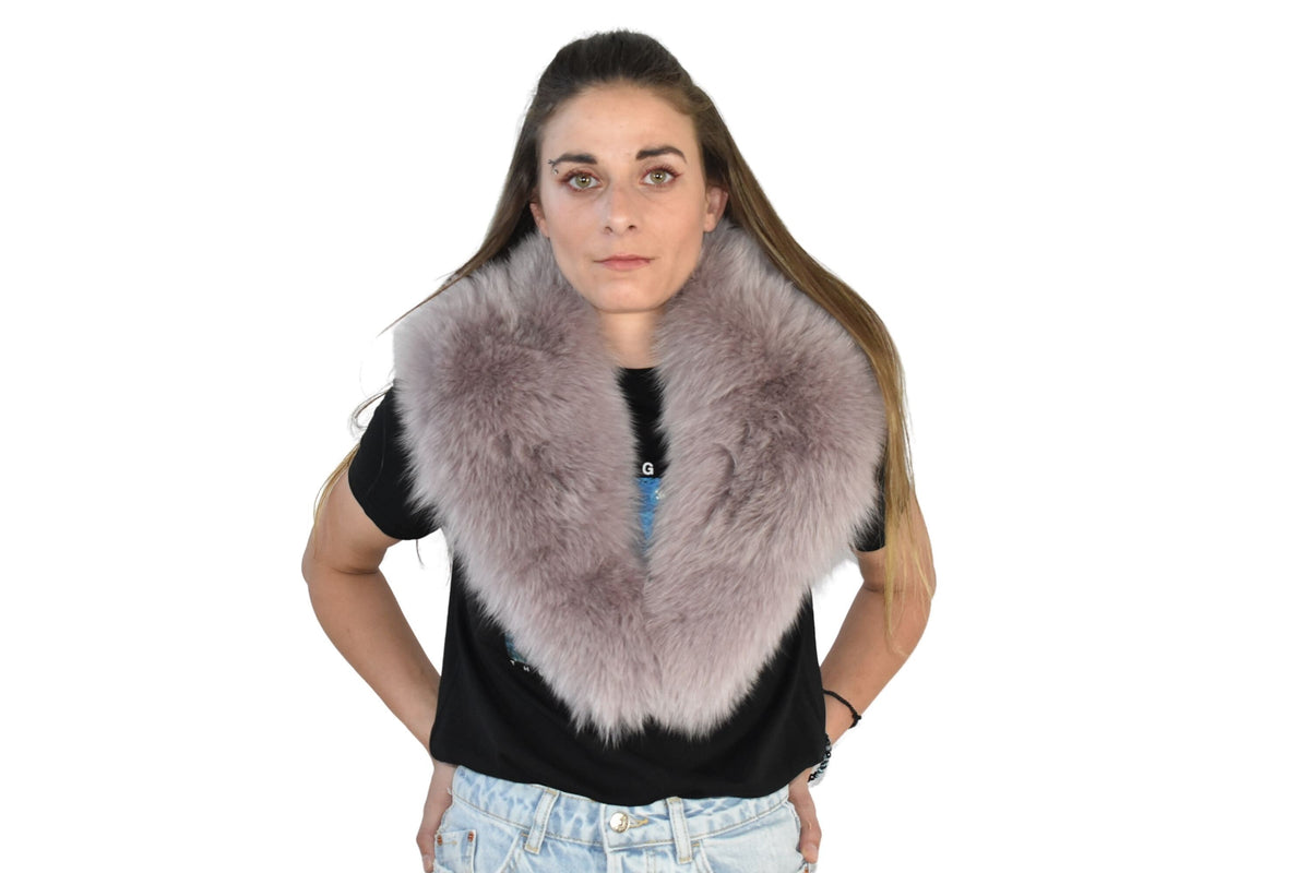 Beautiful Lilac Fox Fur Collar / Detachable Fox Fur Collar / Fur Scarf for Winter Coat / Real Fur Collar