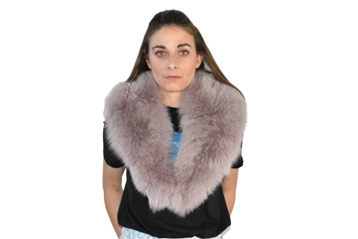 Beautiful Lilac Fox Fur Collar / Detachable Fox Fur Collar / Fur Scarf for Winter Coat / Real Fur Collar