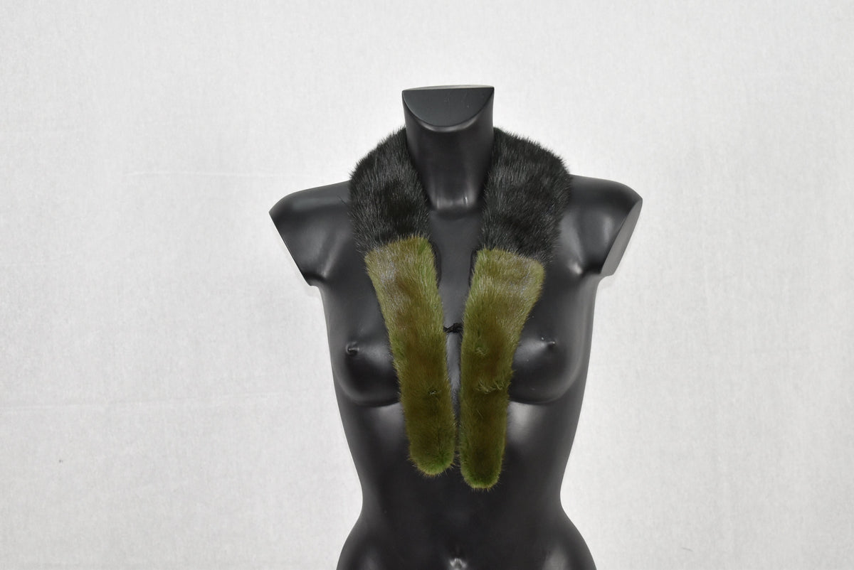 Mink Fur Collar | Green Mink Collar For jackets and coats | Fur Collar for Women And Men | luxury Gift