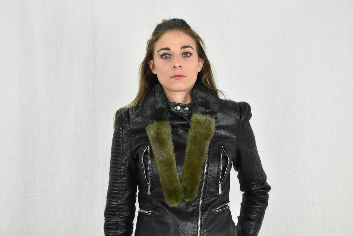 Mink Fur Collar | Green Mink Collar For jackets and coats | Fur Collar for Women And Men | luxury Gift